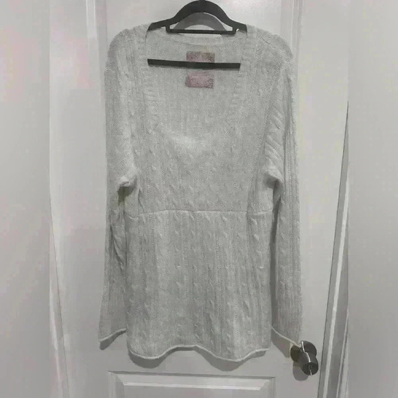 Size 2x Women's Duck Head Jeans Co. White Sparkle Long-Sleeve Sweater - Picture 1 of 4